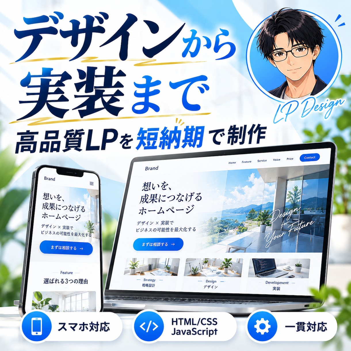 デザインからお任せ！高品質LPを短納期で制作します 現役WebエンジニアがHTML/CSS/JSでLP制作 イメージ1