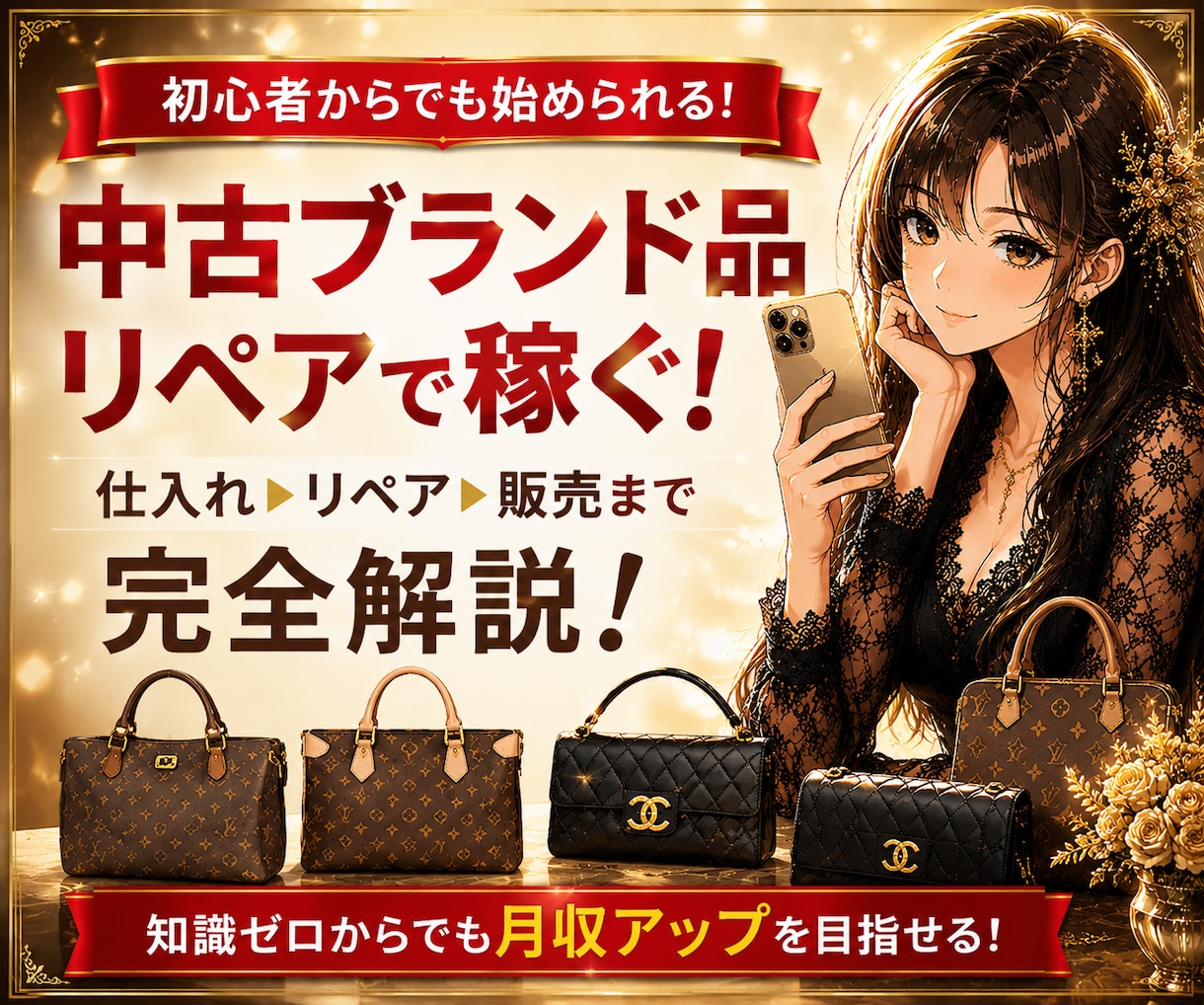 初心者向け｜中古ブランド×リペアで稼ぐ方法教えます 初心者でも始めやすい中古ブランド副業をわかりやすく解説します イメージ1