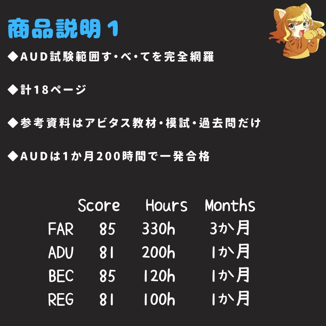 USCPA合格者がAUD攻略ノートを販売します 7ヶ月でUSCPA全科目合格のノウハウを凝縮した完全攻略本 イメージ3