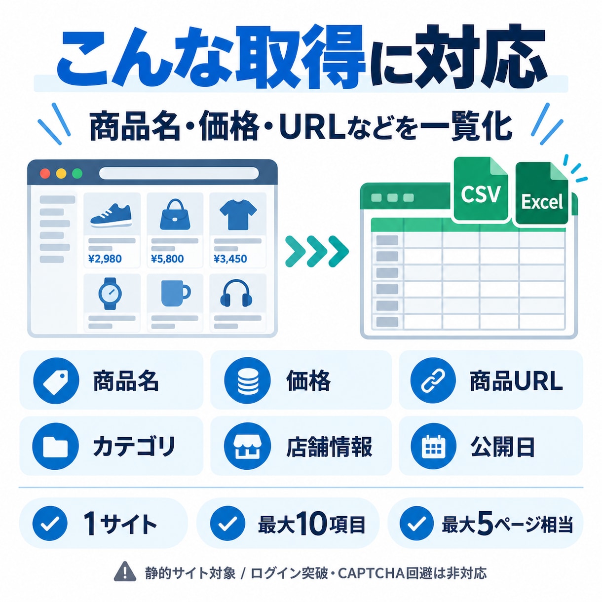 Webデータを自動取得しCSVで納品します 手作業の情報収集を自動化しExcel形式にも対応します イメージ2