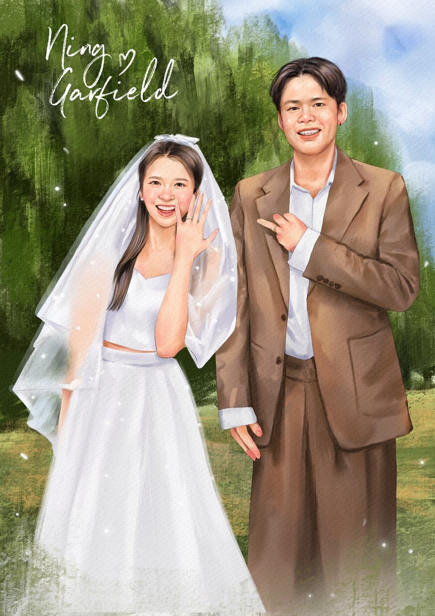 写真をもとに鮮やかなデジタル水彩似顔絵を描きます 【お2人様から】素敵な写真をより鮮やかな作品に仕上げます✨ イメージ8