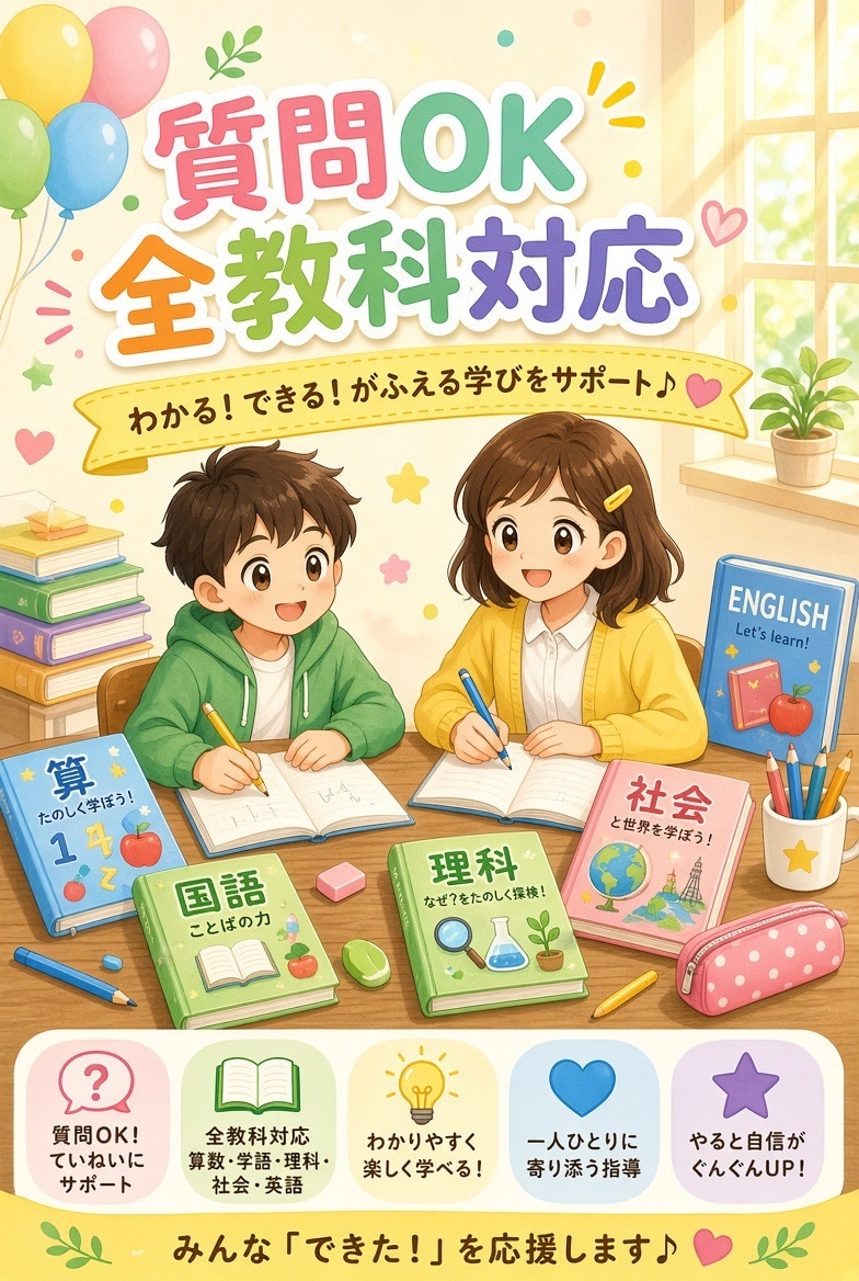 小中学生の勉強質問対応全教科OK・丁寧に解説します 小中学生のわからないに対応します！ イメージ1