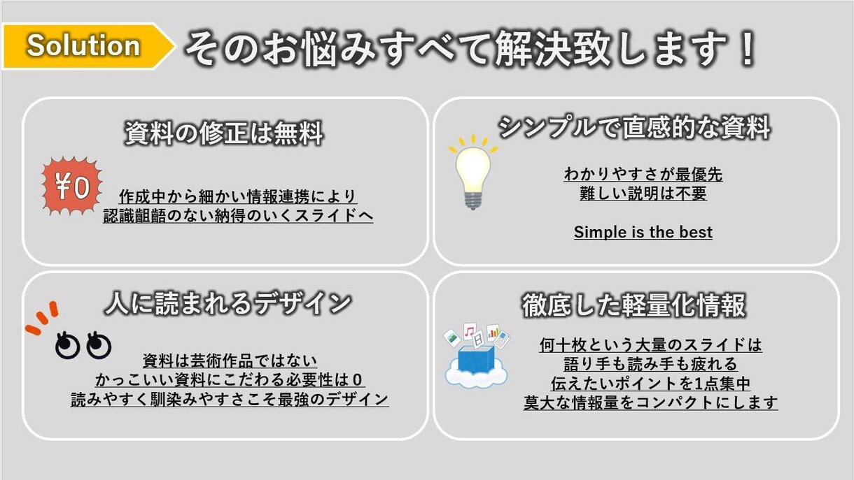 文章を極力読ませない直感的なスライド作成します 中学生でも理解出来る短くわかりやすいスライドの作成 イメージ3