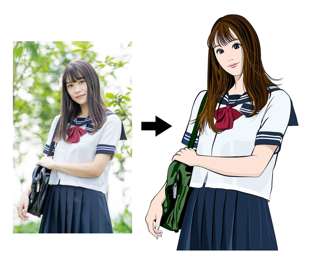お写真を元に、少し盛って増したイラストお描きします リアル過ぎずアニメ過ぎない、映える美人画・美男子画 イメージ2