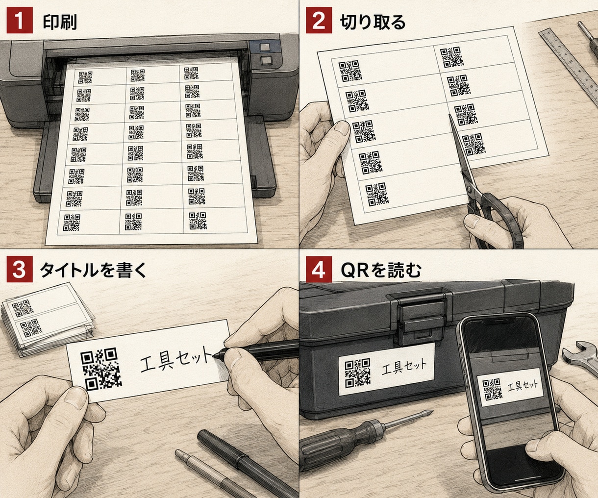 在庫管理に使えるQR商品フダ540枚を納品します PDFを印刷して切るだけ。45×18mmのQRフダ イメージ2