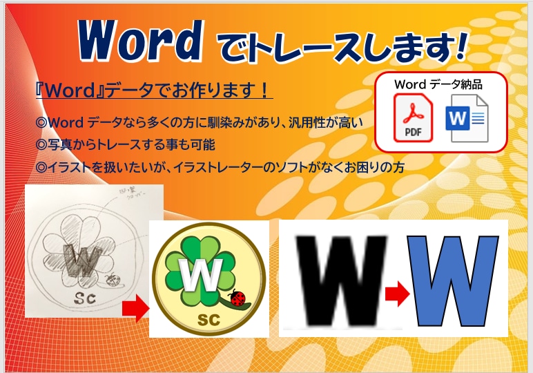 Wordでトレースします ロゴや画像等をどなたでも扱いやすいWordでトレースします！ イメージ1