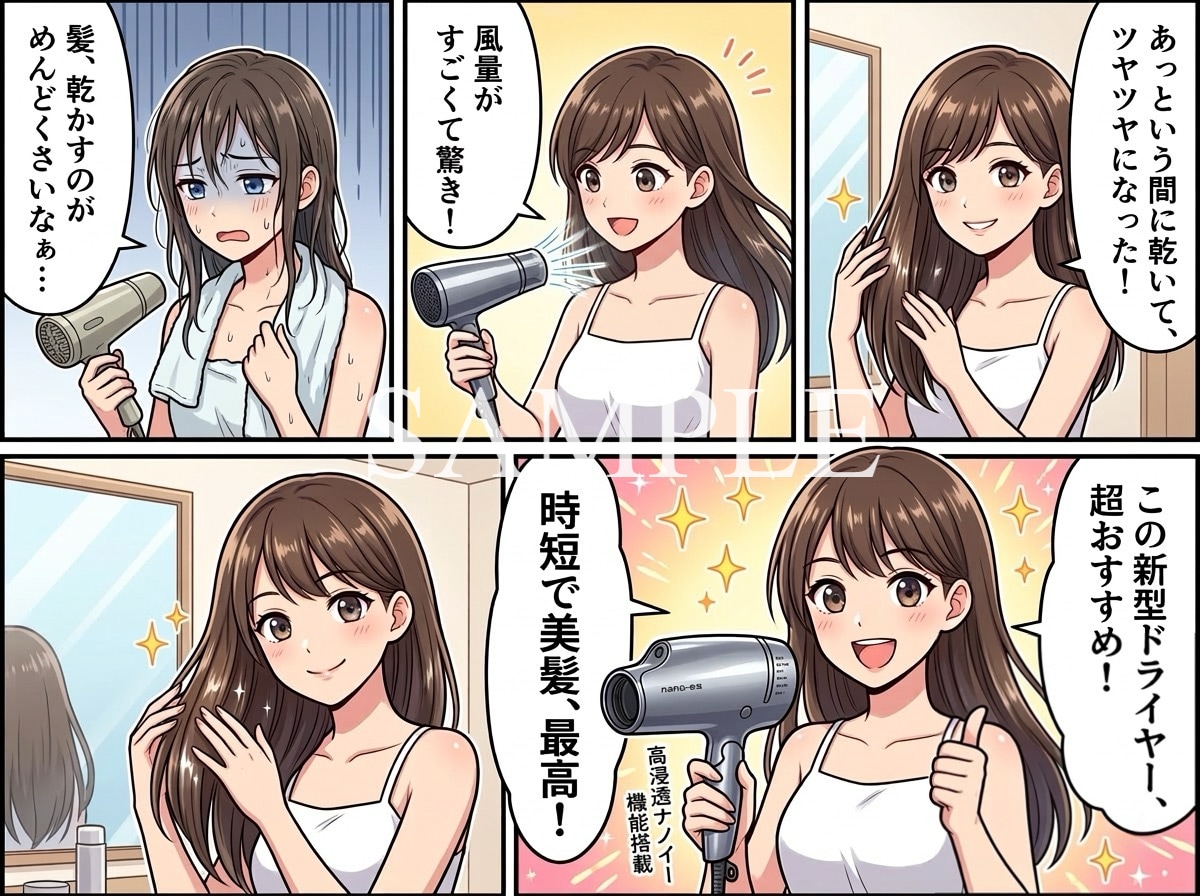 企業広告・LP向けの4コマ漫画・イラストを描きます 4コマ人物の表情・セリフ・画風などのご希望にお応えします❗️ イメージ4