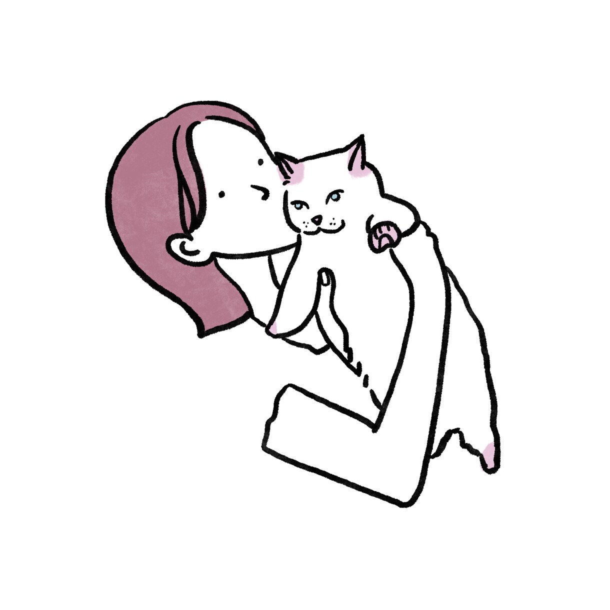 ペットと2ショットイラスト描いてます シンプルだけど温かみのあるイラストです イメージ2