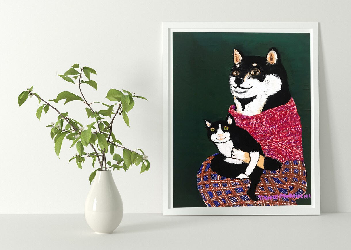 愛犬の似顔絵を好きな背景と一緒に描きます 世界に1つの思い出イラストが手に入ります。 イメージ4