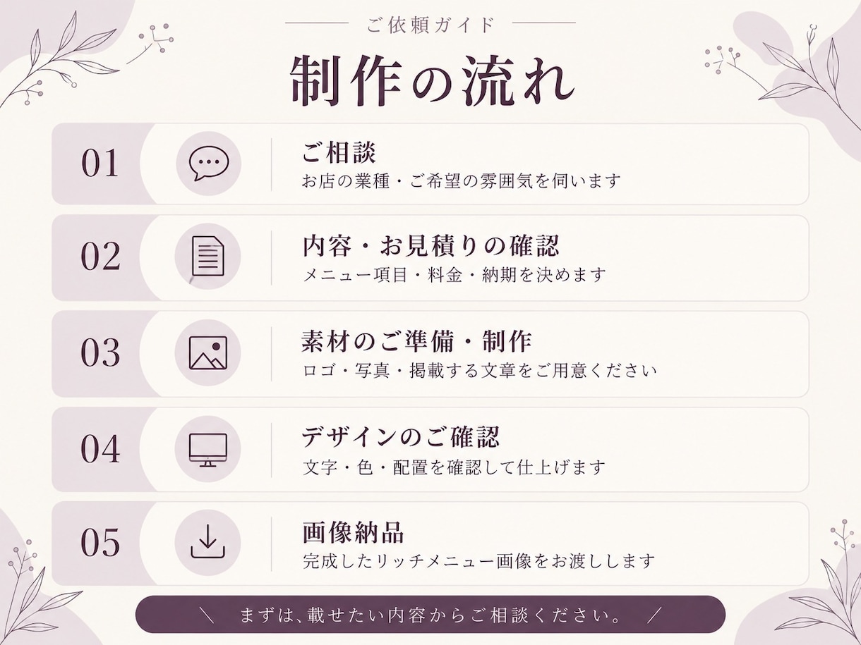 お店に合うLINEリッチメニュー画像を制作します 画像デザインのみ。登録・リンク設定はお客様対応 イメージ6