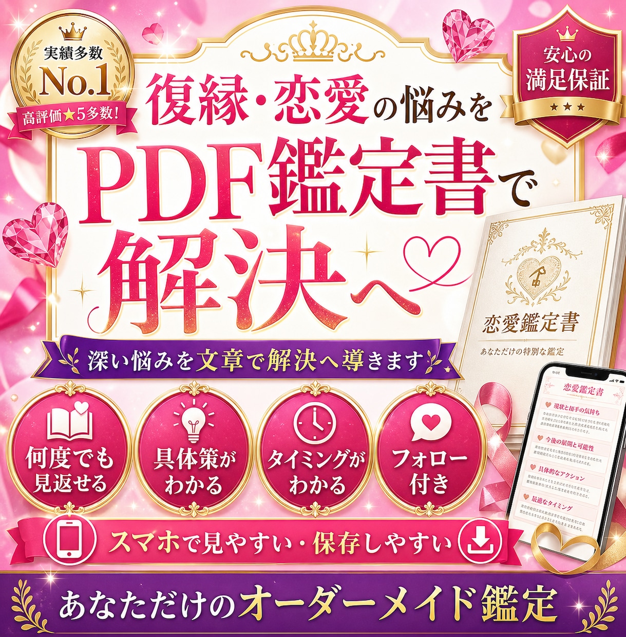 復縁・恋愛の答えを形に残る鑑定書でお届けします PDF鑑定書でお渡し→深い悩みを文章で解決へ導きます イメージ1