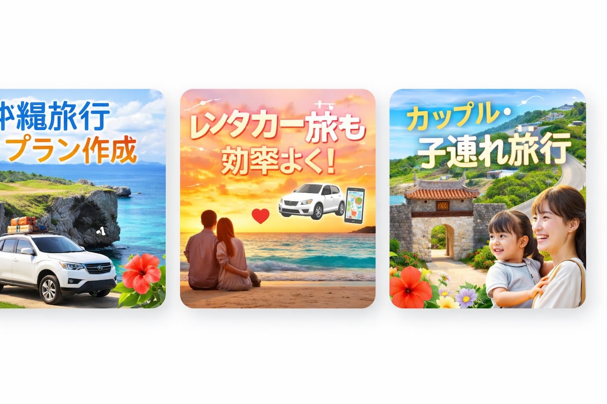 沖縄旅行の最適プラン作成しますます レンタカー前提で効率よく観光旅行プラン！ イメージ1