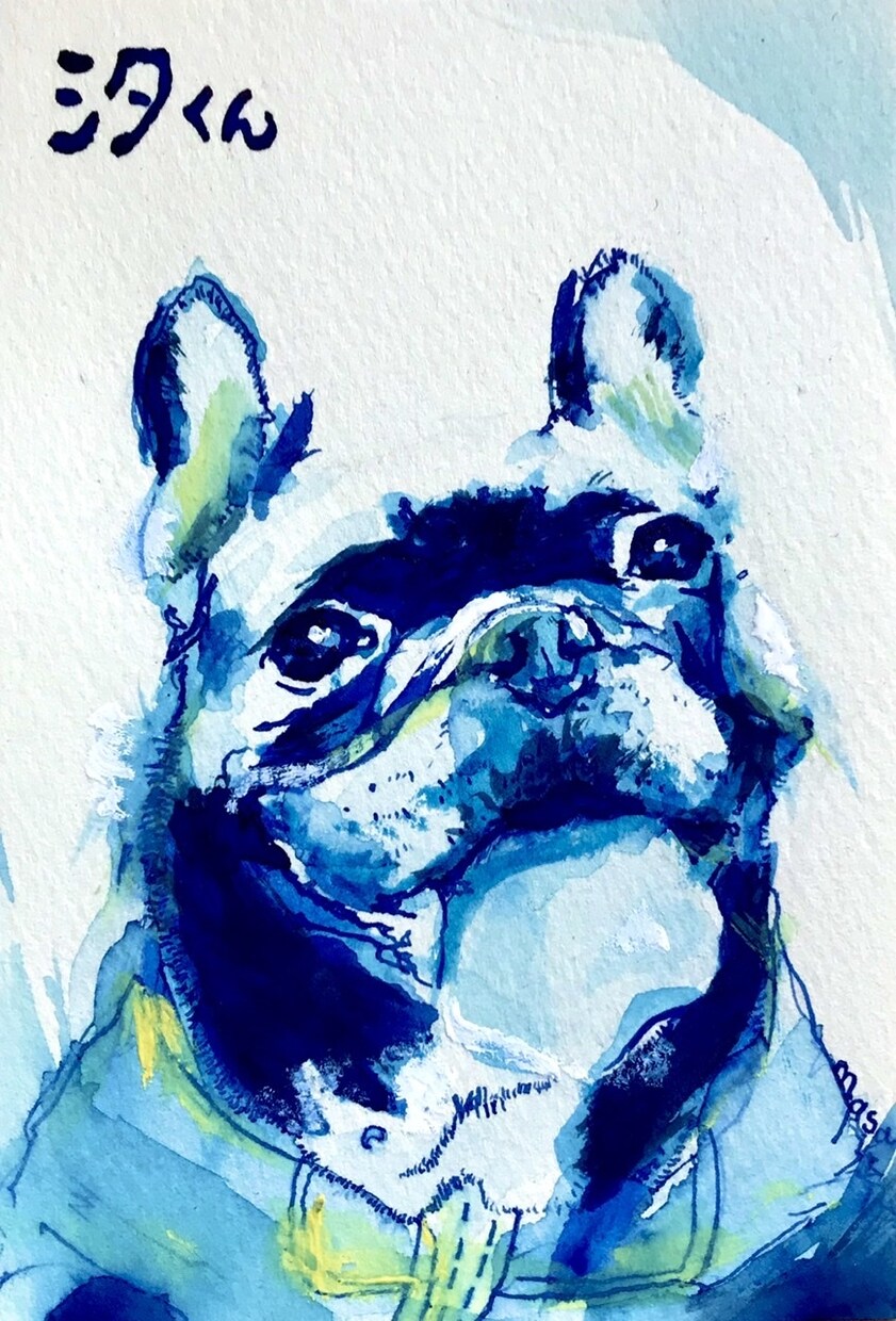 大切なペットを青い似顔絵にします 犬・猫・鳥…動物の絵をアイコンやバナーに！遺影やプレゼントに イメージ4