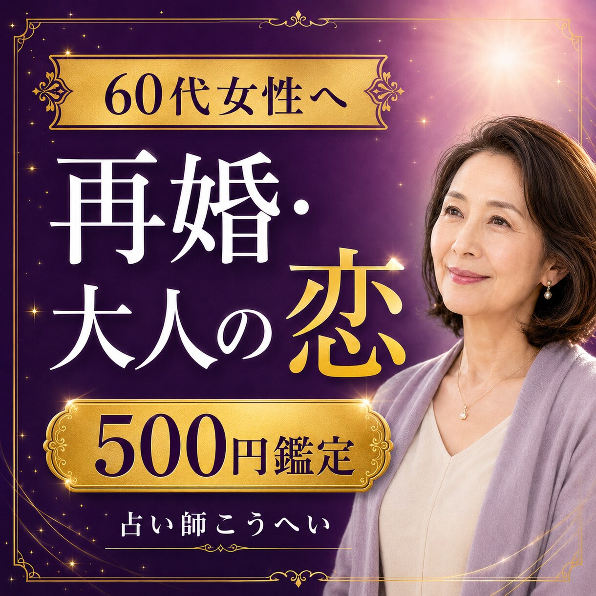 60代女性の再婚・大人の恋愛を鑑定します 人生第二章の恋と彼の本音を丁寧に読み解きます イメージ1