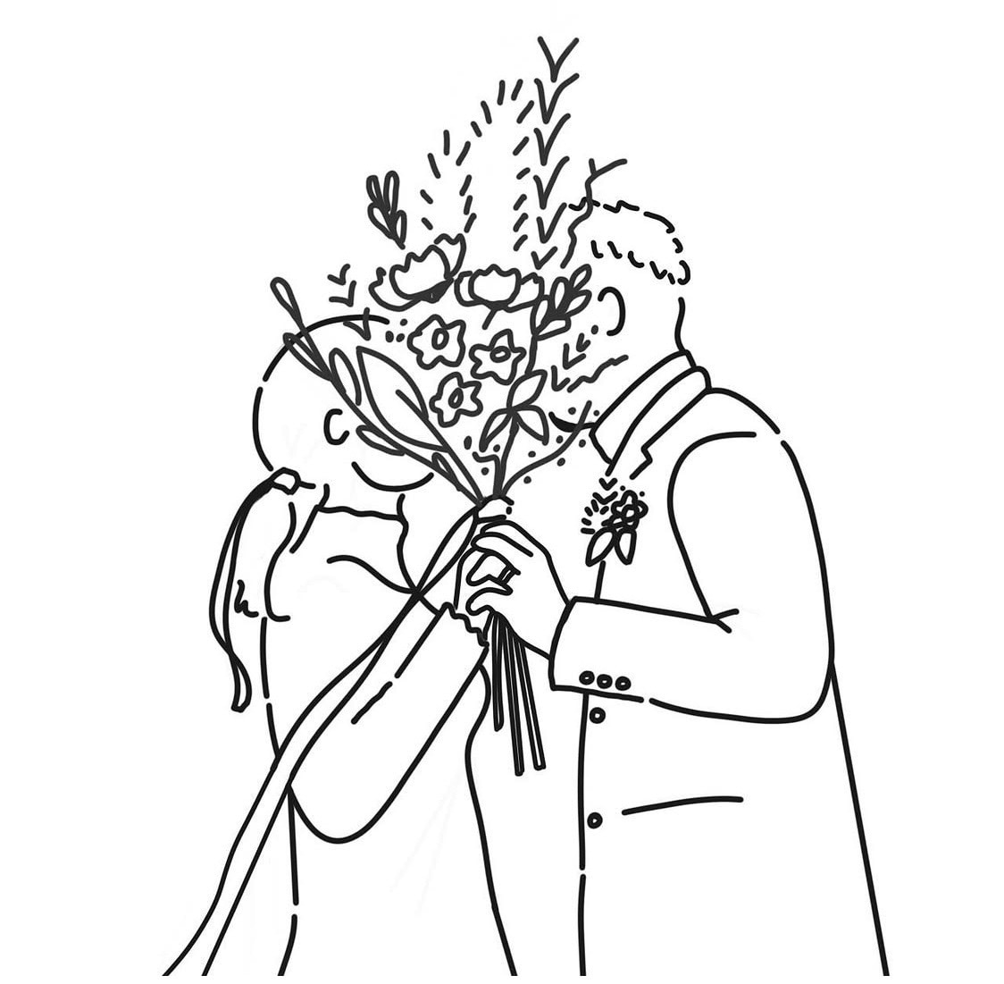 雰囲気そのままウェディング線画イラストを描きます 前撮り 結婚式 ウェルカムボード 結婚祝い 記念日 イメージ4