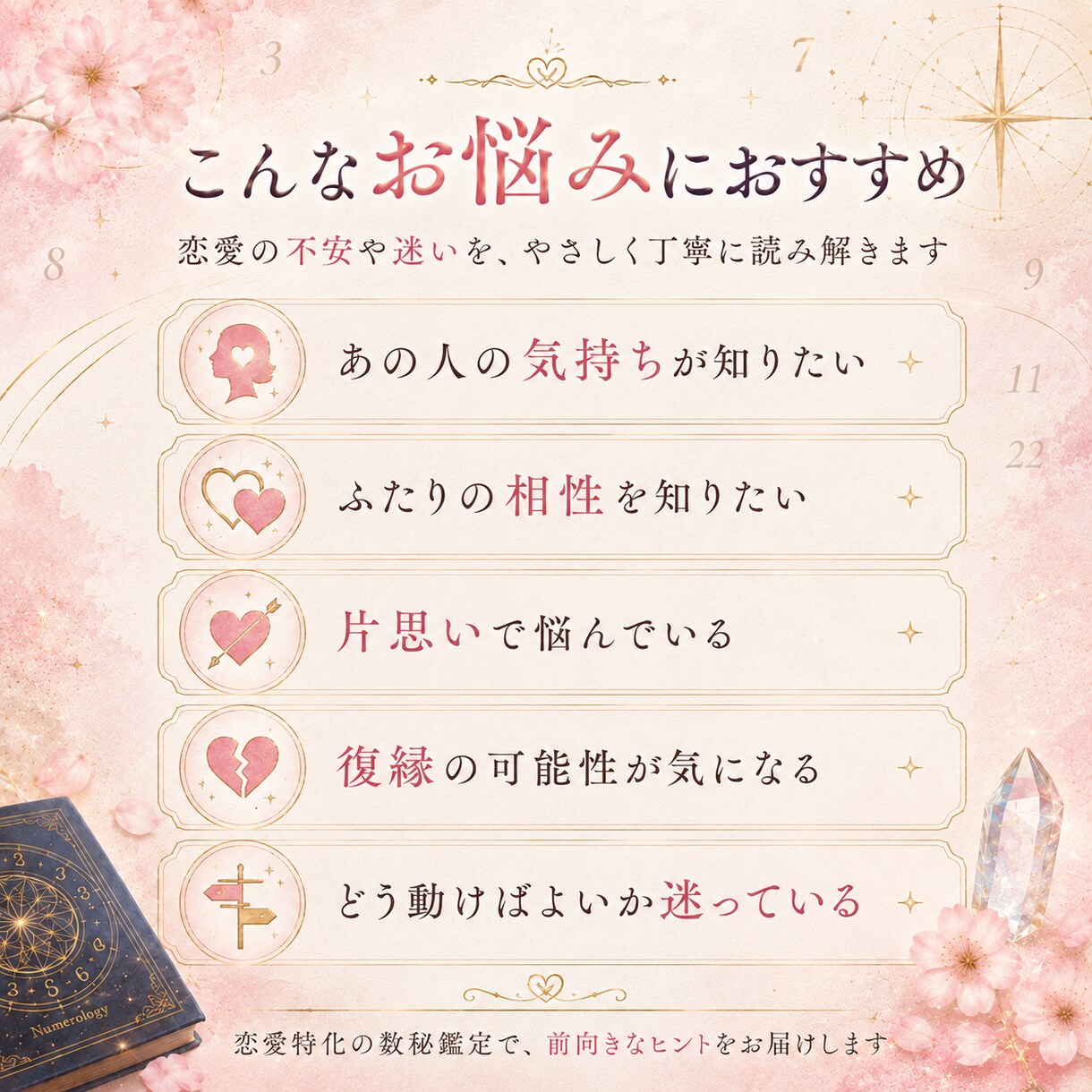 恋愛数秘で相性や気持ちを丁寧に鑑定します あの人の気持ちや相性を優しく丁寧に鑑定 イメージ4