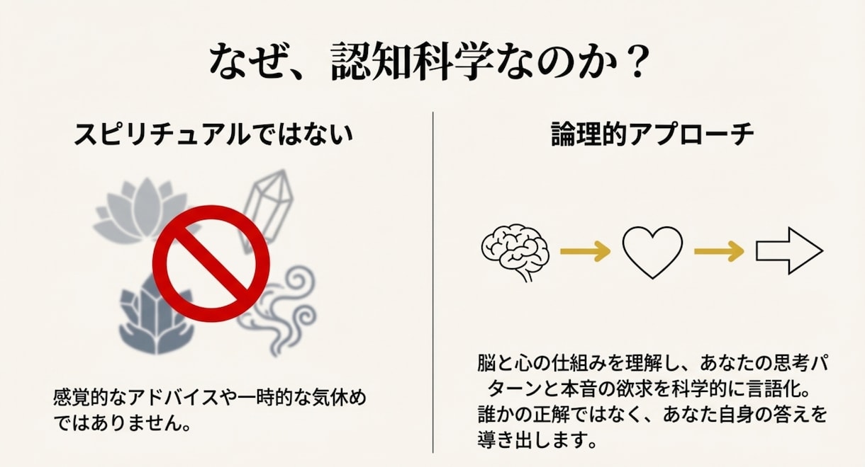 認知科学コーチングで本音の欲求を特定し伴走します 「今のままで死にたくない」を「この未来に命を使いたい」へ。 イメージ5
