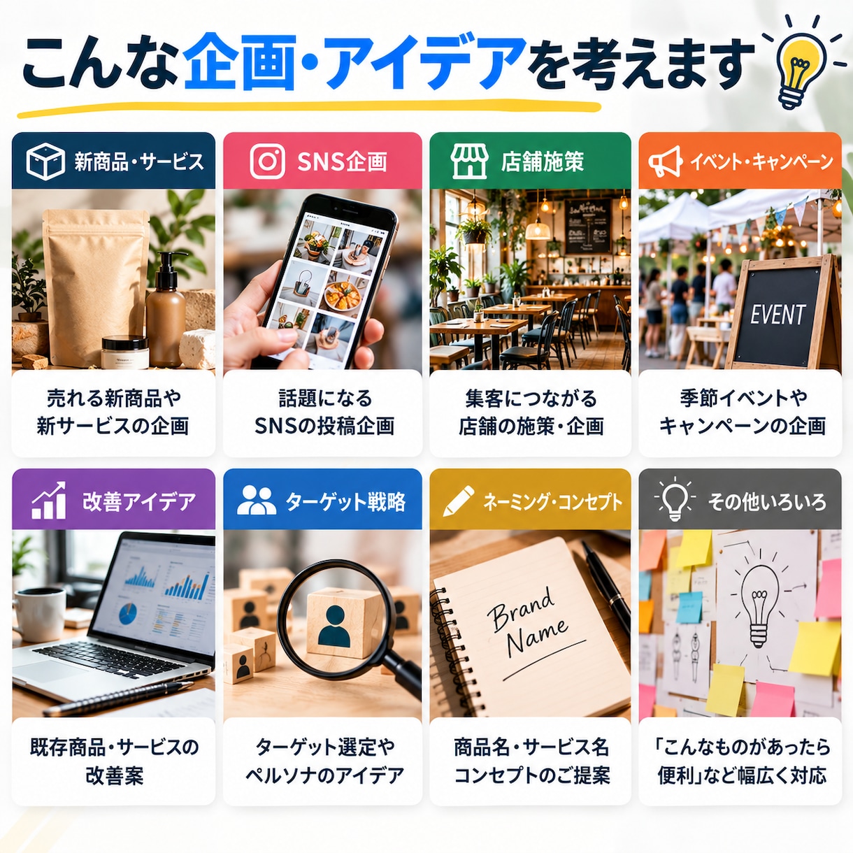 アイデアを10案ご提案します AI×人の発想であなたに合う企画を考えます イメージ2