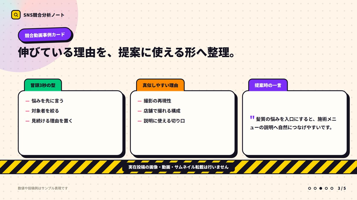 Instagram競合動画を分析します SNS提案を投稿案まで整理します イメージ3