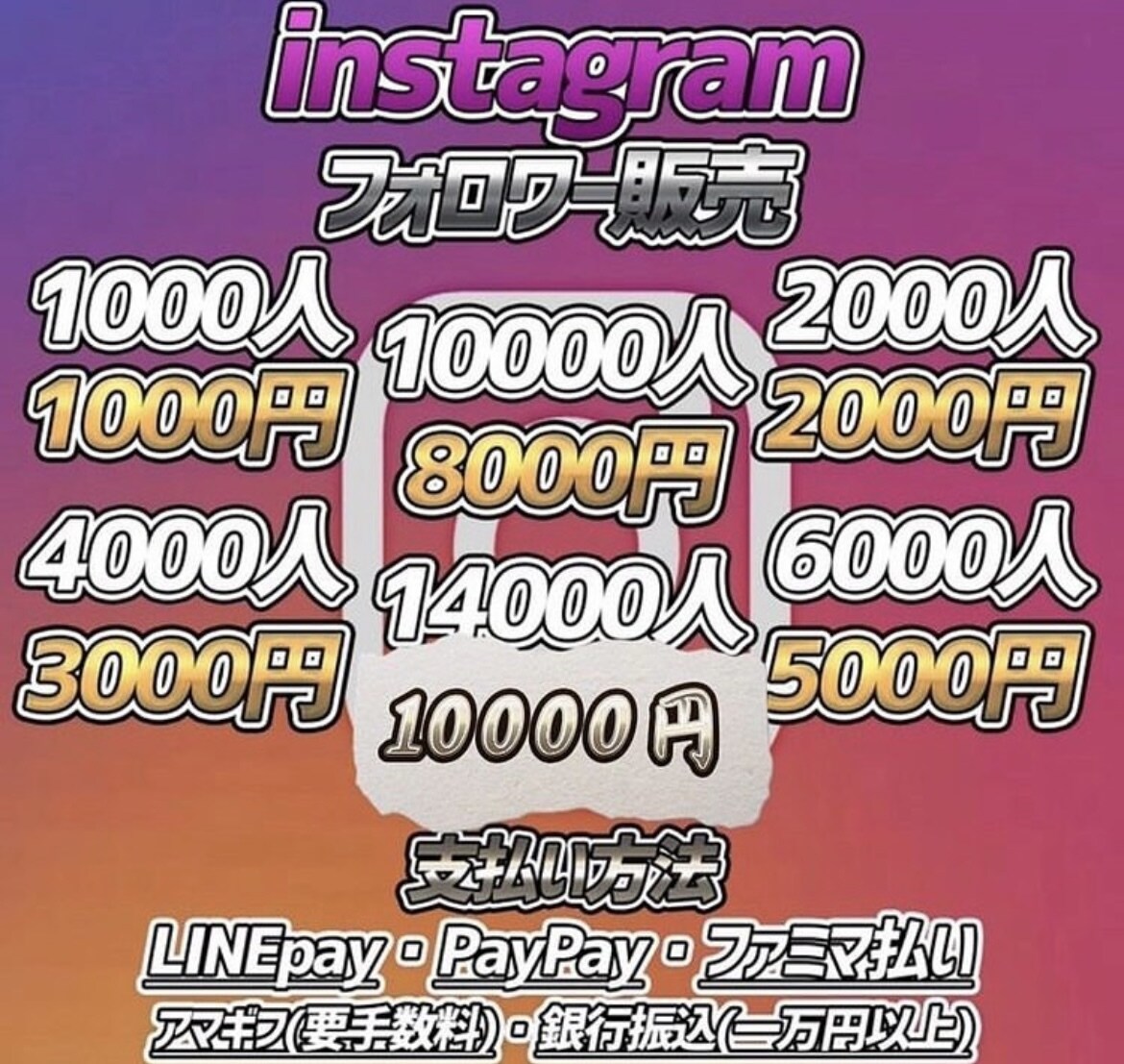 インスタグラムのフォロワー数を増やします お客様のインスタアカウントのフォロワー数を増加致します イメージ1
