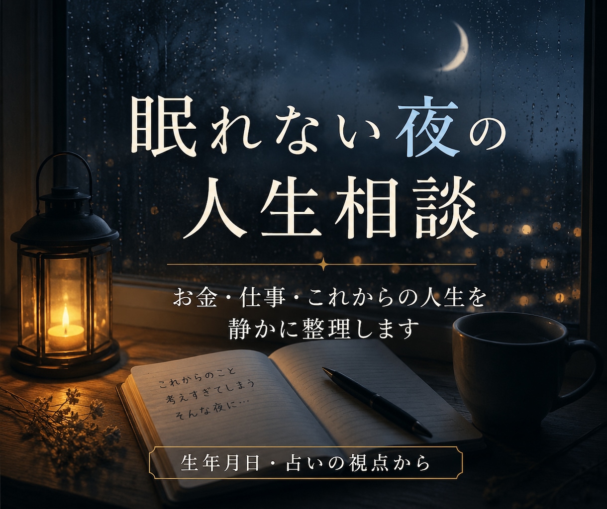 眠れない夜の不安や人生の迷いを整理します 仕事・お金・これからの人生相談に寄り添います イメージ1