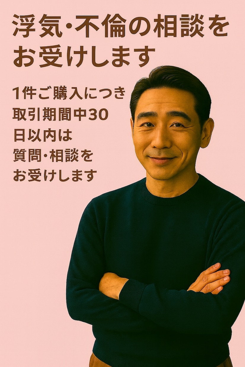 60代男性が寄り添う浮気・不倫相談を お受けします 件購入で1ヶ月相談し放題、安心サポート イメージ1
