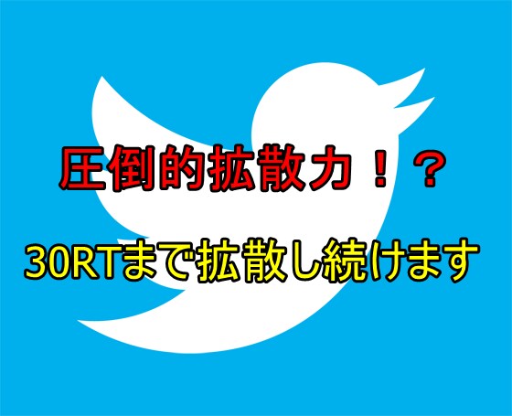 拡散力抜群なアカウントで30RTまで拡散します 圧倒的拡散で集客！　最低50万人に拡散！ イメージ1