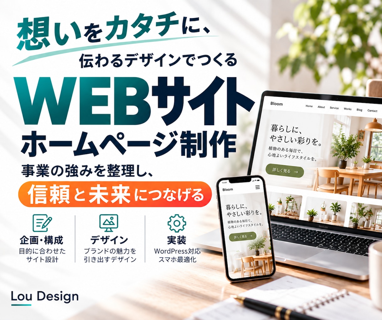 事業の魅力が伝わるホームページを制作します 目的や強みを整理し、構成からデザイン・実装まで対応 イメージ1