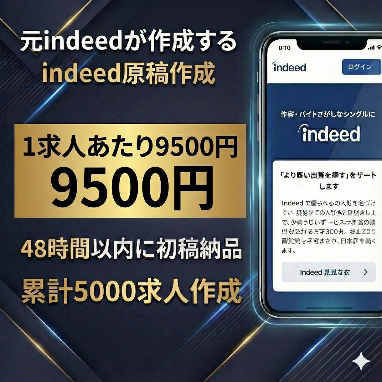 Indeed求人作成代行◆応募率あげます 応募が増える！求人原稿を元indeedが作成します イメージ1