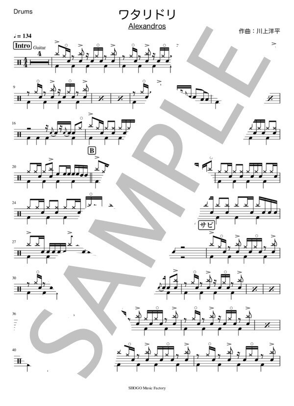 ポピュラーミュージックのドラムの楽譜をお届けします 極力原曲に近いドラム譜を書きます！初級～中級レベル イメージ9