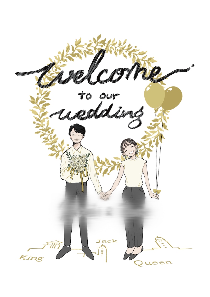 結婚式のウェルカムボードを作成いたします 品のあるおしゃれなイラストに仕上げます！ イメージ1