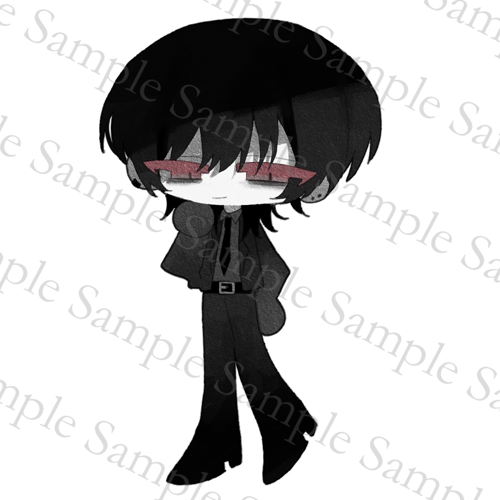 不穏・低彩度なミニキャラSDイラストをお描きします ✦グッズ制作・動画制作にご利用いただけるダークSDイラスト✦ イメージ7
