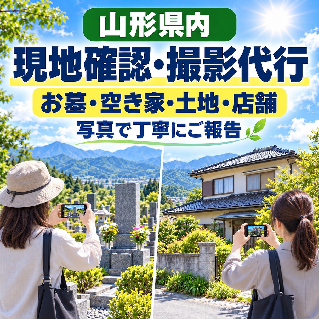 山形県内で現地の写真を撮影します 遠方の家・お墓・空き家・土地・店舗などを写真で丁寧にご報告 イメージ1