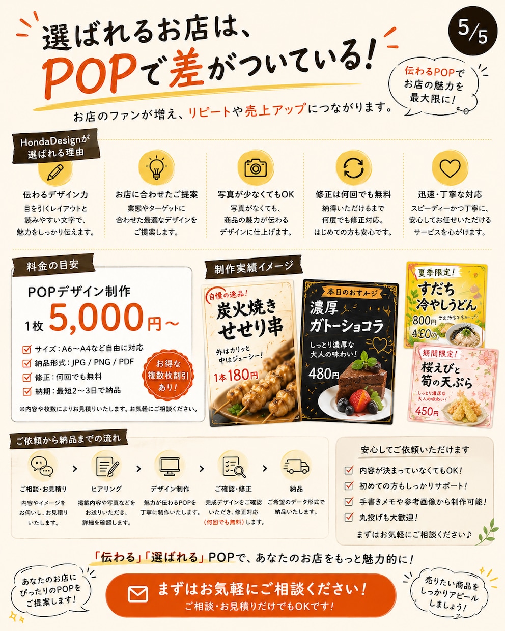 思わず注文したくなる飲食店POPを制作します 「おすすめ」が、ちゃんと伝わるPOP。 イメージ5
