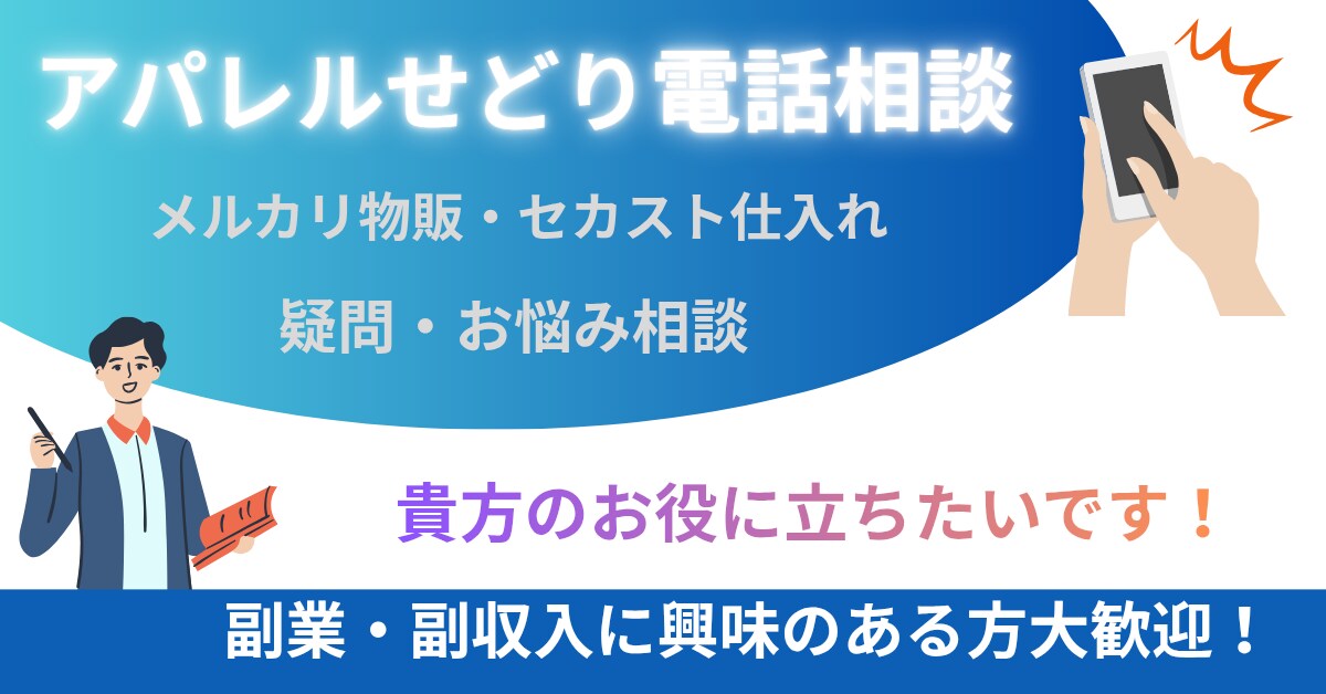 アパレルせどり個別電話コンサル、相談受けます マニュアル購入者様推奨 セカスト仕入れの疑問や不安を直接相談 イメージ1