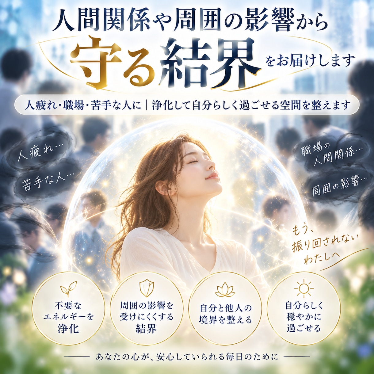 職場や人間関係の疲れを浄化し結界で整えます 人疲れ・苦手な人・周囲の感情に影響されやすい方へ イメージ1