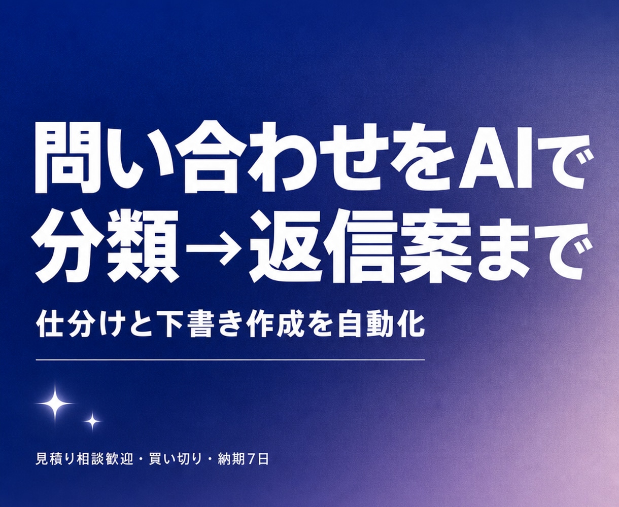 問い合わせをAIで分類し返信案まで作成します メール対応の仕分けと下書き作成を自動化します イメージ1