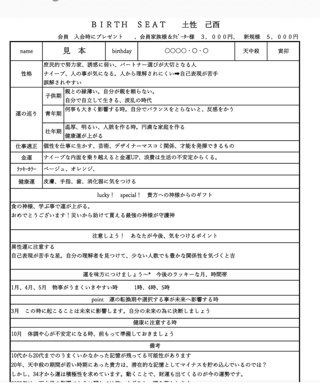 四柱推命鑑定を作成します 四柱推命鑑定を一覧表へ鑑定内容をより分かりやすく作成します イメージ1