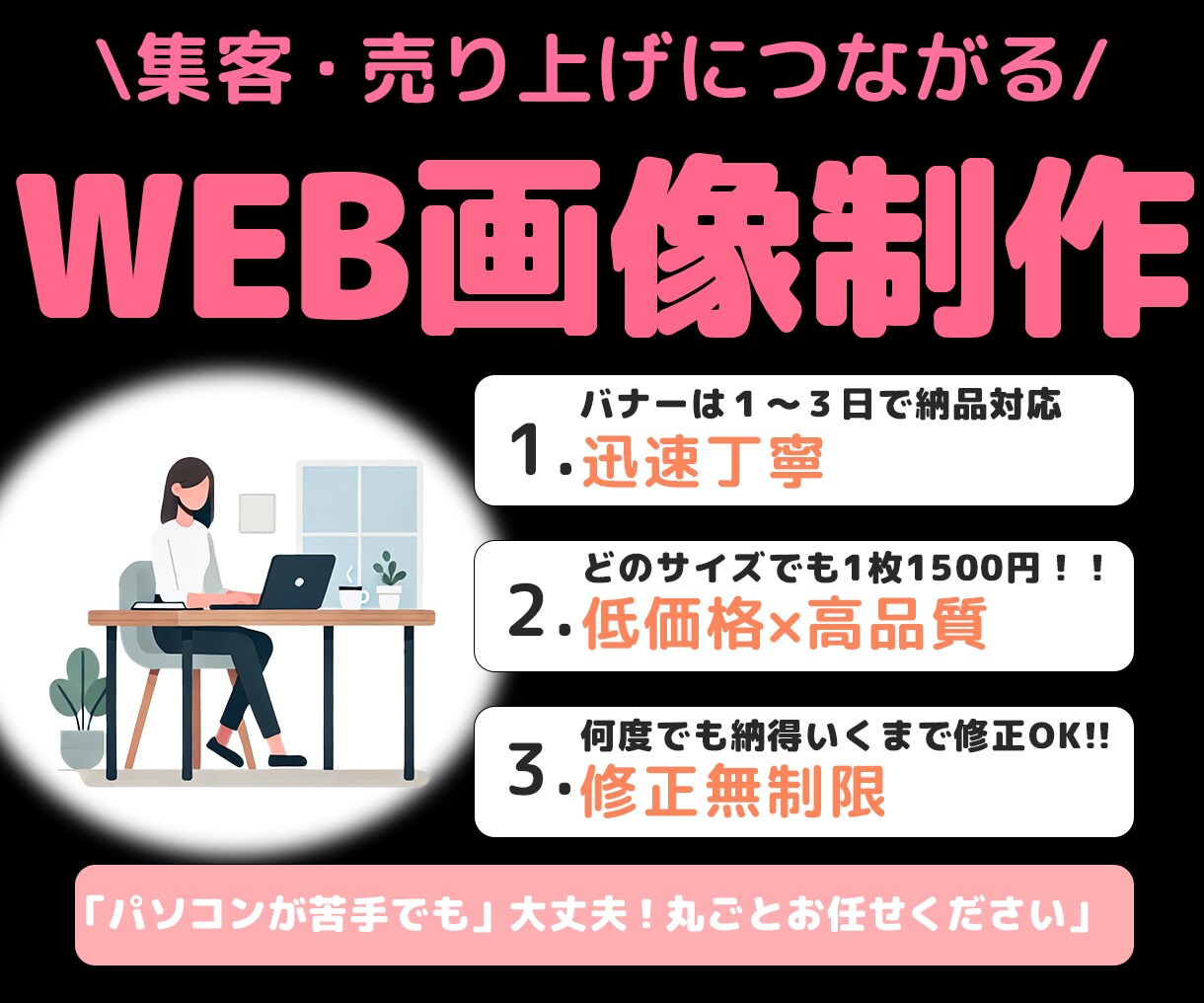 集客・売り上げ増やすバナー1枚1500円で作ります 格安・高品質バナーをご提供！細やかなサポート付きで安心です。 イメージ1