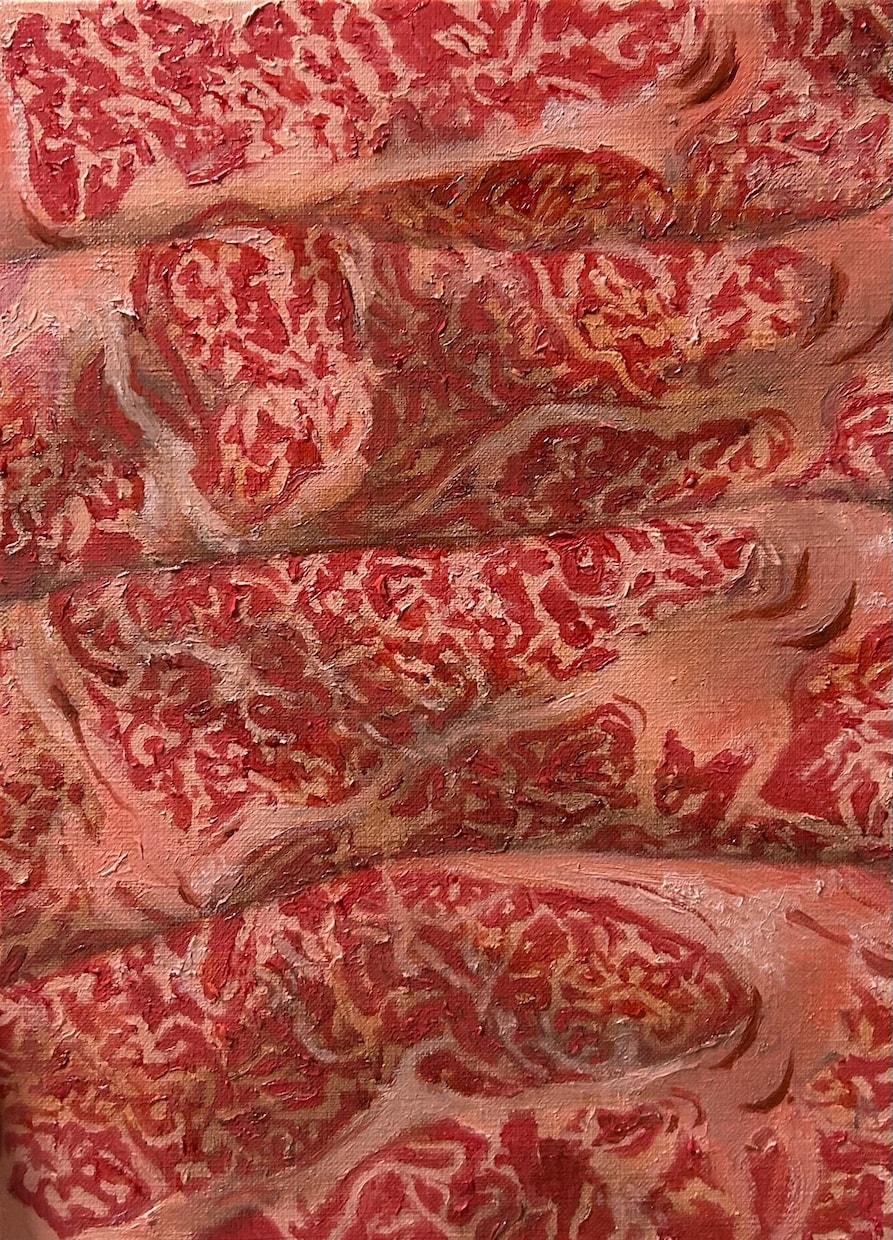 個性・高級感のあるお肉のイラストを描きます 焼肉店・肉料理店の空間を彩る、油絵ならではの質感と高級感を イメージ3