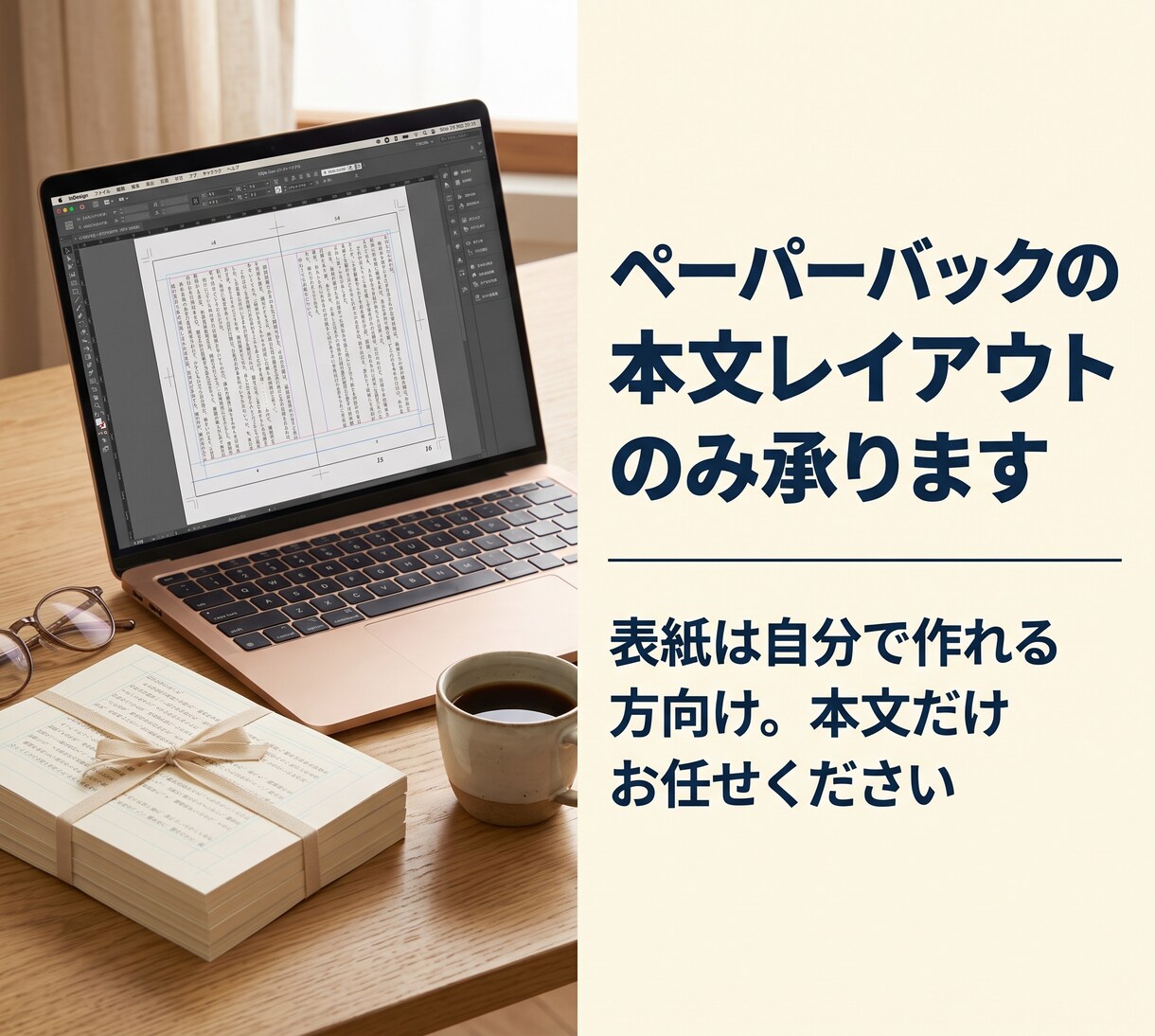ペーパーバックの本文レイアウトのみ承ります 表紙は自分で作れる方向け。本文だけお任せください イメージ1