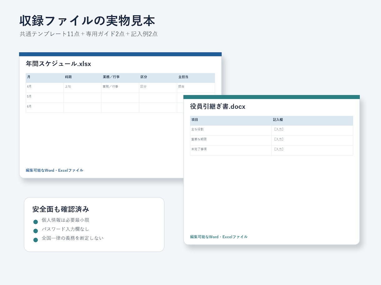 PTA・自治会の引継ぎテンプレ15点を届けます 年度末から後任への受渡しまでWord・Excelで整理 イメージ2