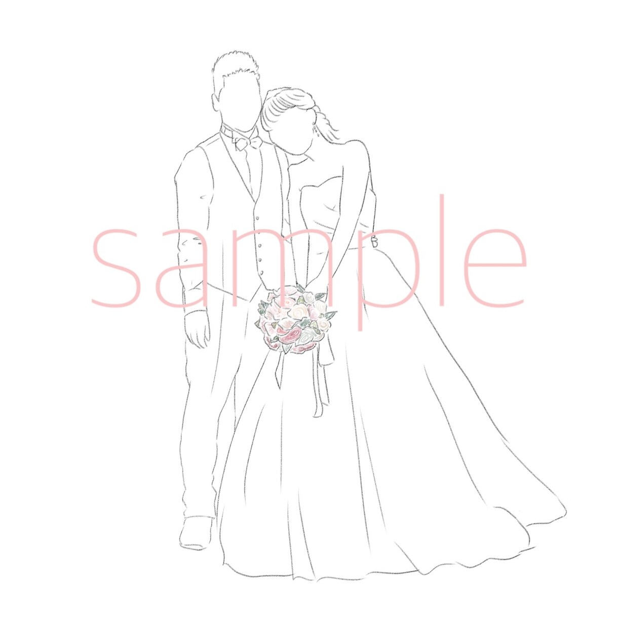 結婚式用に!アイコン用に!鉛筆画風イラストかきます 鉛筆画風のシンプルな似顔絵を作成いたします！ イメージ3