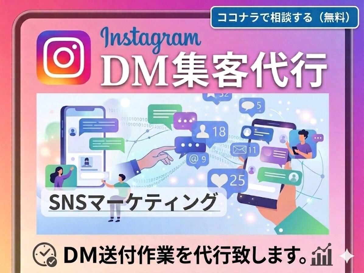 インスタDM集客　営業代行を致します 集客費用を抑えたい方必見！プロのDM営業代行でアプローチ イメージ1