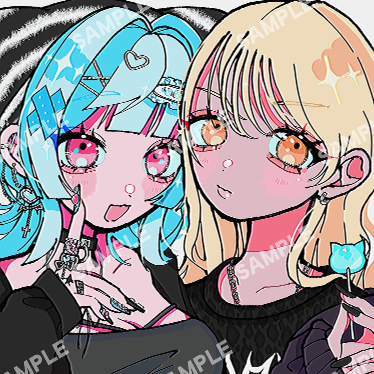 値下げ中♡SNS用アイコン描きます パキッとした個性的なイラストで『目につく』アイコン描きます イメージ1