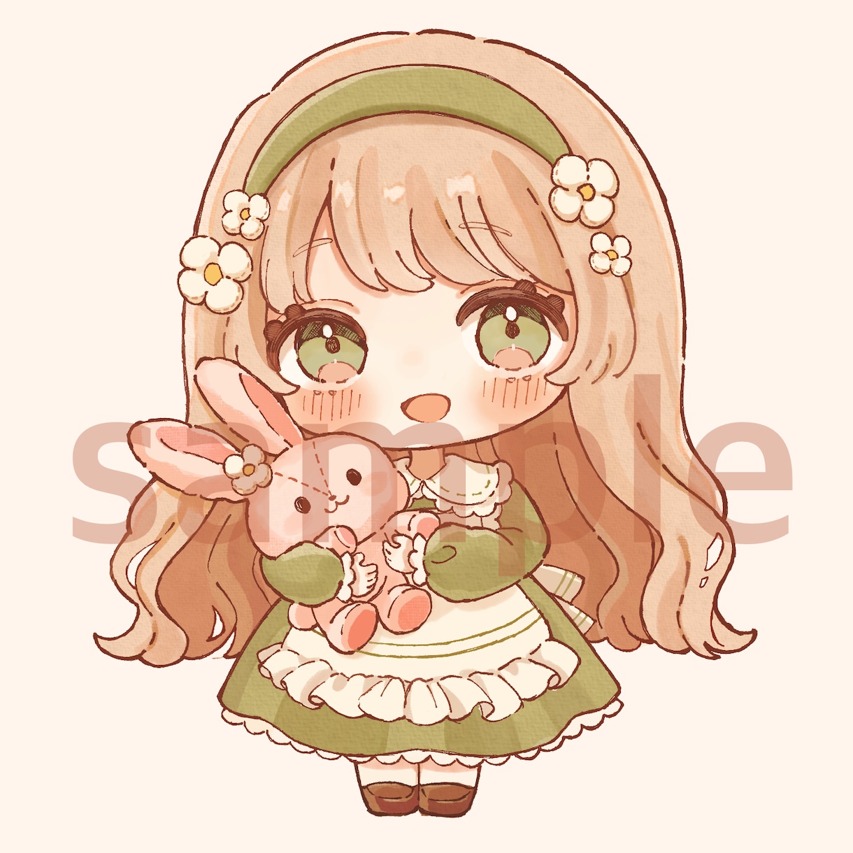 ふんわり可愛いミニキャライラストお描きます 絵本風のアナログ感のある絵柄です。アイコンなどにぜひ♪ イメージ4