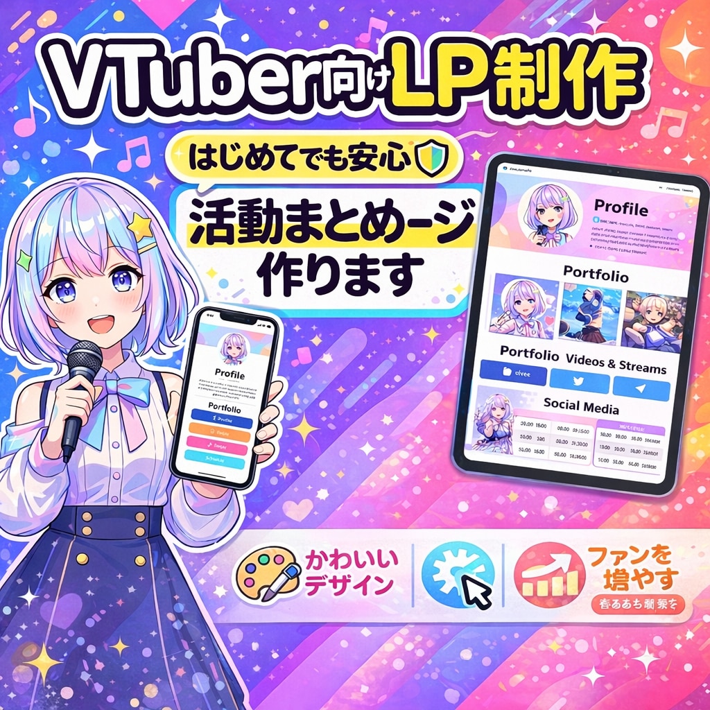 VTuber様向けプロフィールLP制作します SNS・動画・依頼受付を1ページにまとめたLPを制作します イメージ4