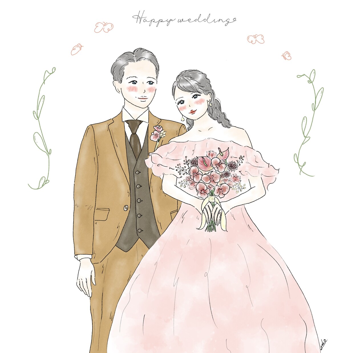 ウェディングイラストお描きします ~結婚式を彩る~ウェルカムボード/サンキュータグ／席札 イメージ5