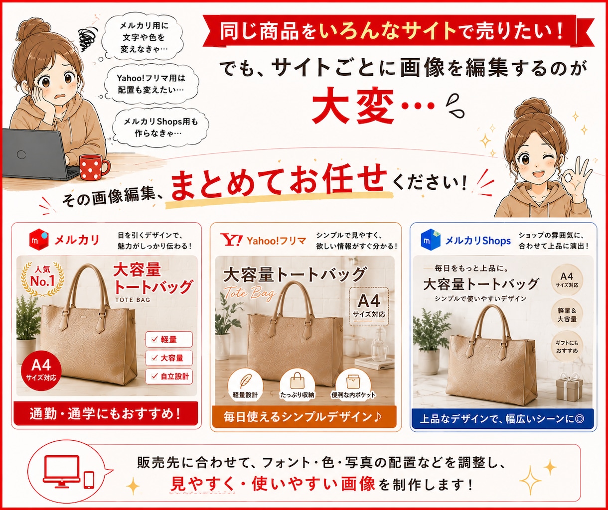 物販の商品画像をまとめて加工します 面倒な画像加工を10枚からまとめて代行 イメージ3