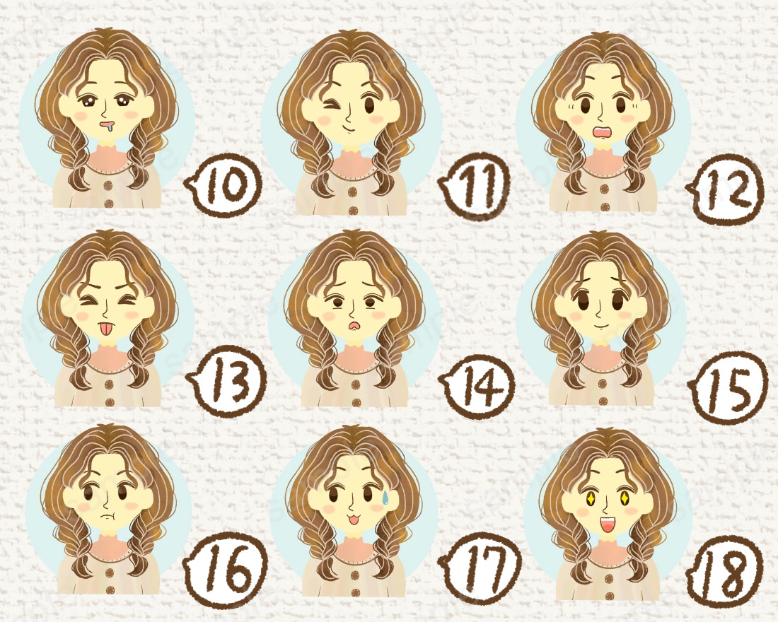 表情3つ付き☆水彩塗りの可愛いイラスト描きます ♪ 27種から選べる表情でSNSやブログを華やかに☆ イメージ5